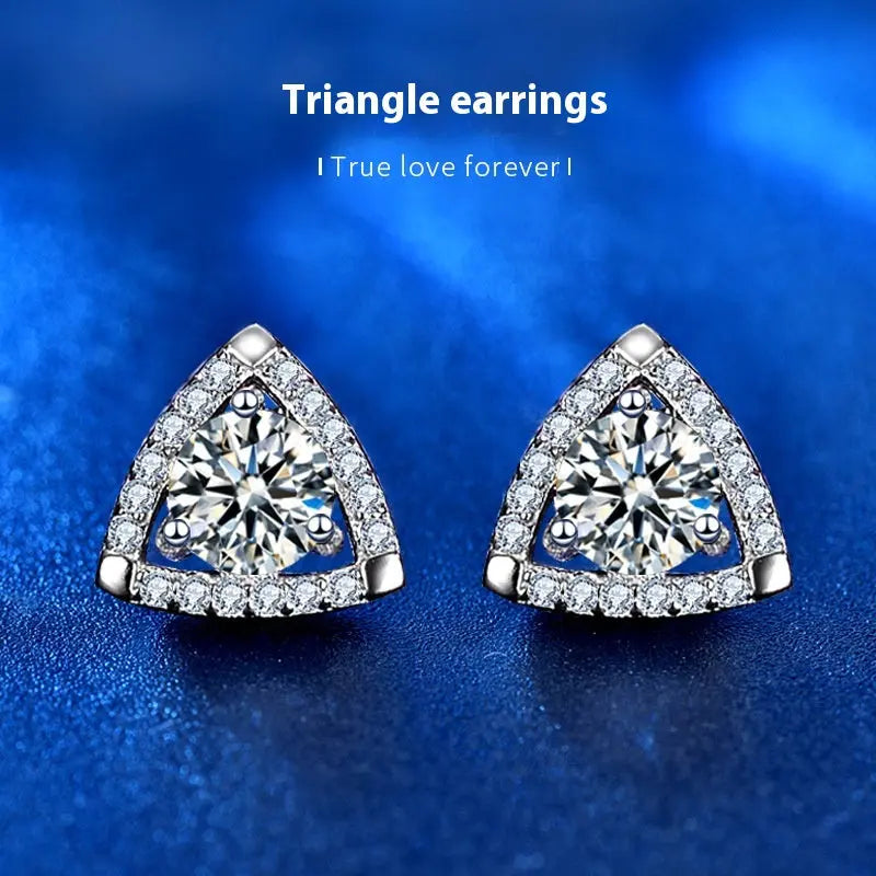 925 Sterling Silver Triangle Temperament Earrings gomuto.com