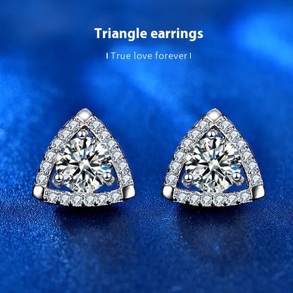 925 Sterling Silver Triangle Temperament Earrings gomuto.com