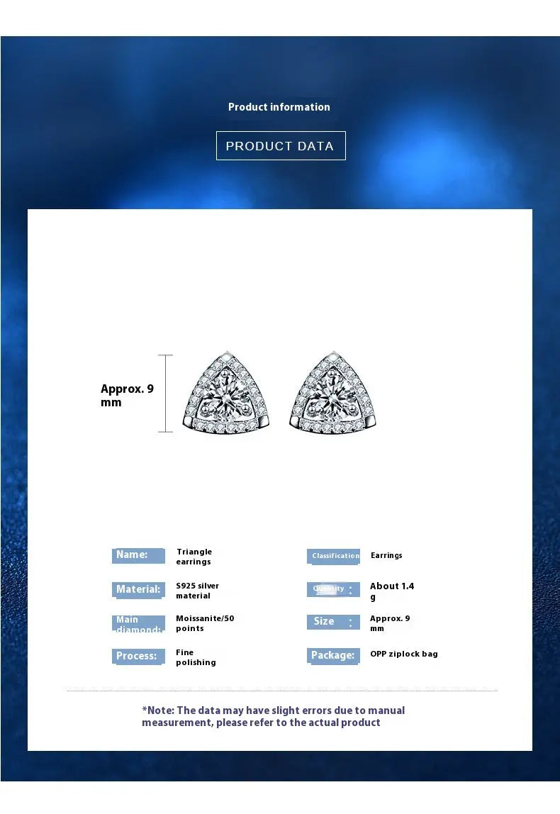 925 Sterling Silver Triangle Temperament Earrings gomuto.com