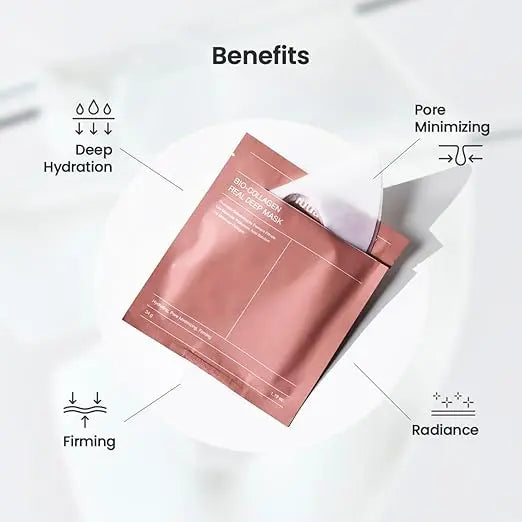 Bio-Collagen Overnight Real Deep Mask with Vitamin E & Nicotinamide, Pore Minimizing, Elasticity Improvement (1 Box = 4 Masks) gomuto.com