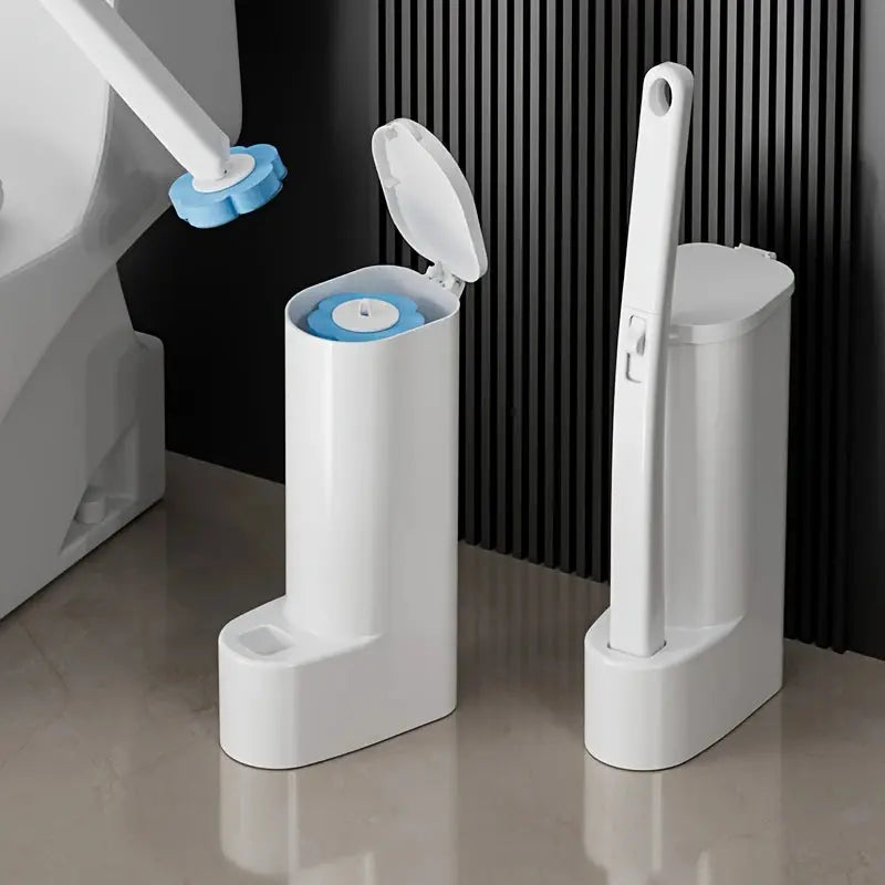 Disposable Toilet Brush Set with Holder – Includes 12 Flushable Cleaning Heads gomuto.com
