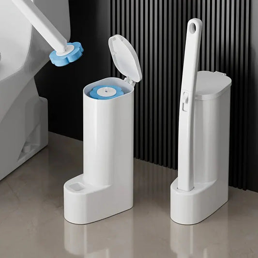Disposable Toilet Brush Set with Holder – Includes 12 Flushable Cleaning Heads gomuto.com