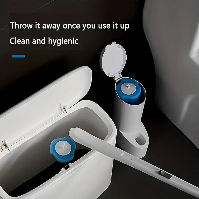 Disposable Toilet Brush Set with Holder – Includes 12 Flushable Cleaning Heads gomuto.com