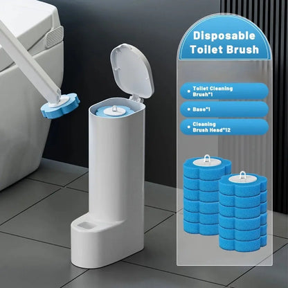 Disposable Toilet Brush Set with Holder – Includes 12 Flushable Cleaning Heads gomuto.com