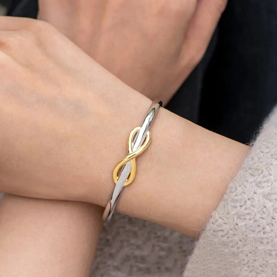 Double Color Gold Silver Bowknot Lucky 8 Bracelet gomuto.com