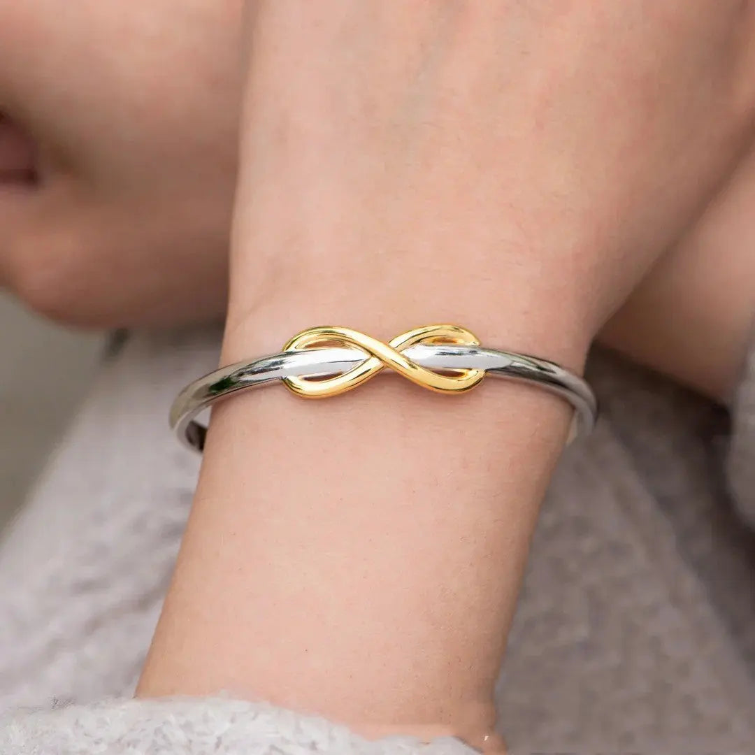 Double Color Gold Silver Bowknot Lucky 8 Bracelet gomuto.com