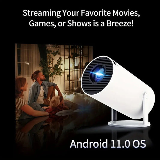 HY300 Mini 4K Projector Portable 180° Rotatable Projection Android 11.0 Dual Band WiFi Video Beammer For Outdoor Cinema - Gomuto
