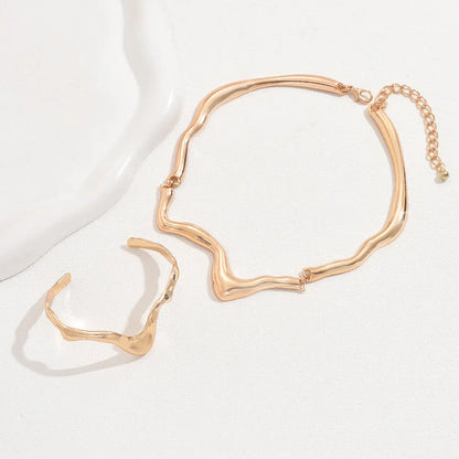 Lava Metal Twisted Design Collar Bracelet High Sense Necklace gomuto.com