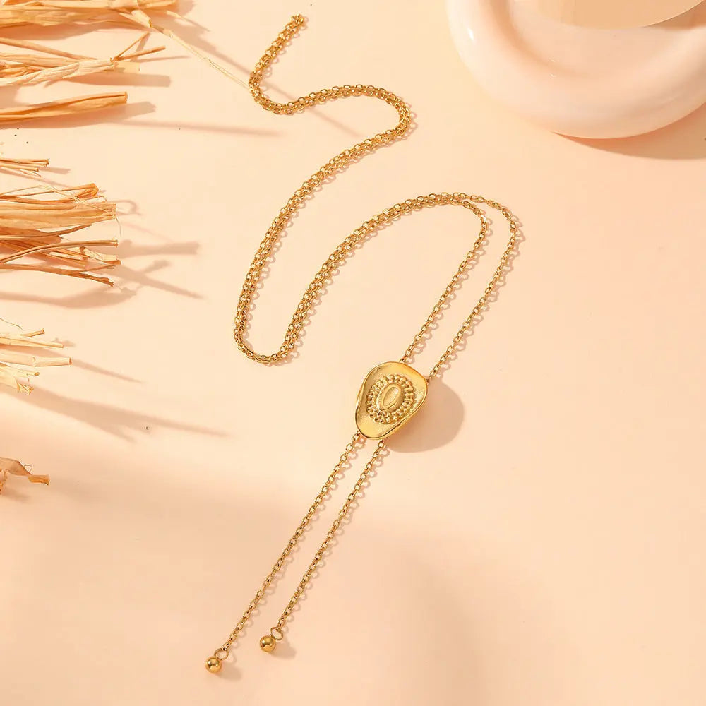 Pull Sweater Chain Titanium Steel Hat Steel Ball Tassel Pull Necklace Ornament gomuto.com