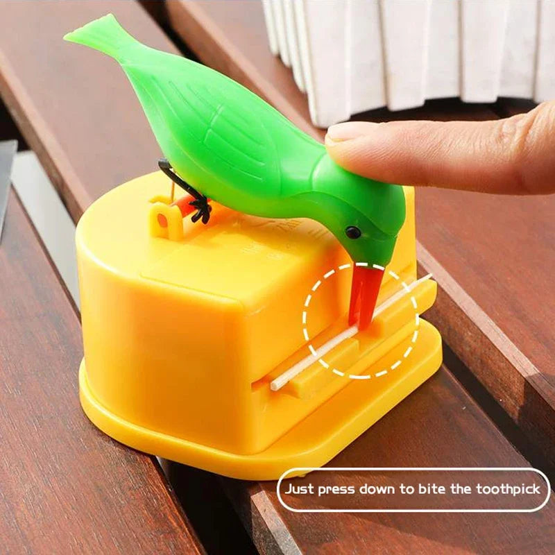 Birdie Toothpick Holder - Smart Press Pop-Up Design with Spreading Wings, Cute Toothpick Organizer for Restaurants & Homes