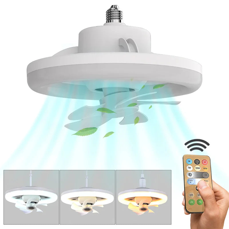 360° Swing Head Ceiling Fan Light with Remote Control - Adjustable LED Chandelier, E27, for Living Room (85V-265V)