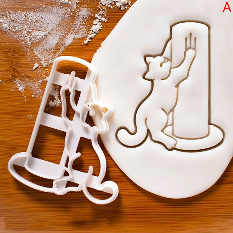 3pcs Cute Cat Shaped Cookie Cutters Cat Shaped Cookie Molds For DIY Baking Cake Fondant Sugar Craft Biscuits Decoration