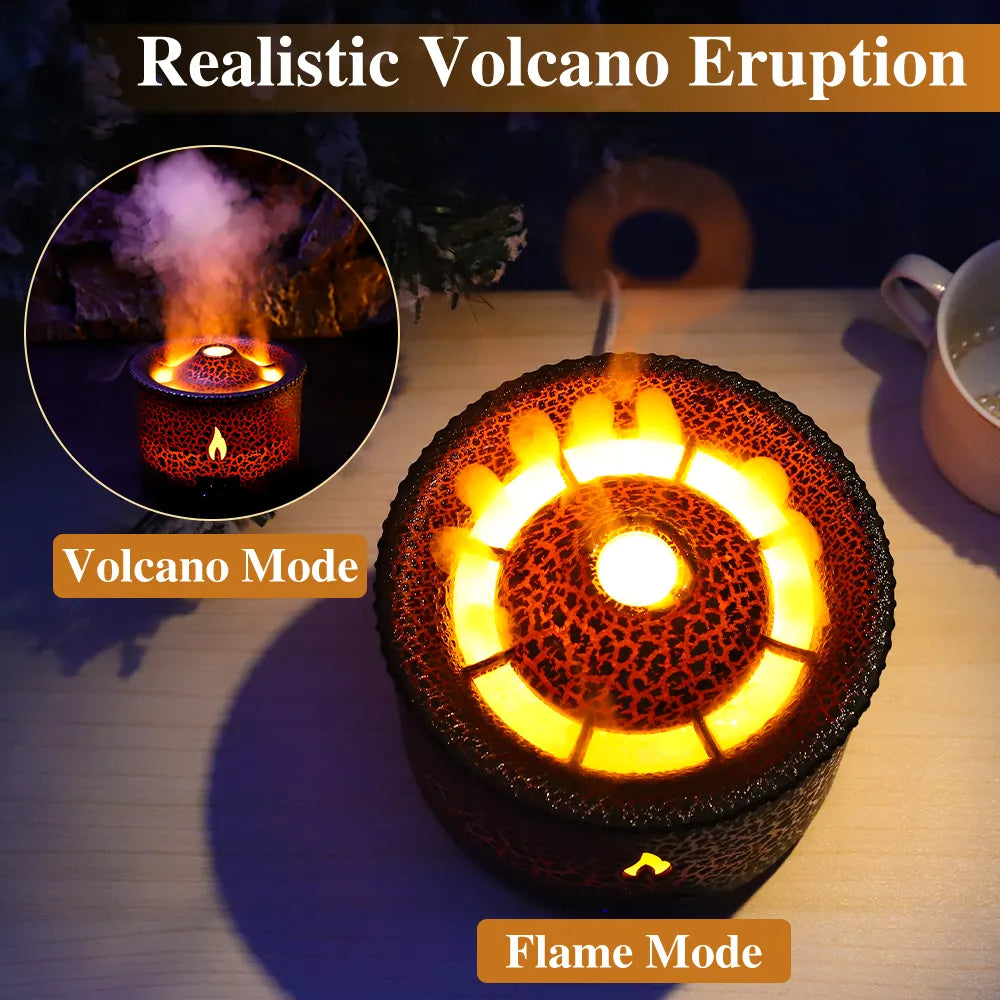 Volcanic Flame Aroma Diffuser and Humidifier - 180ml, Remote Control, Essential Oils Compatible, Perfect for Bedroom and Home