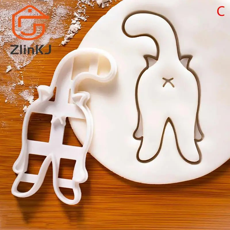 3pcs Cute Cat Shaped Cookie Cutters Cat Shaped Cookie Molds For DIY Baking Cake Fondant Sugar Craft Biscuits Decoration