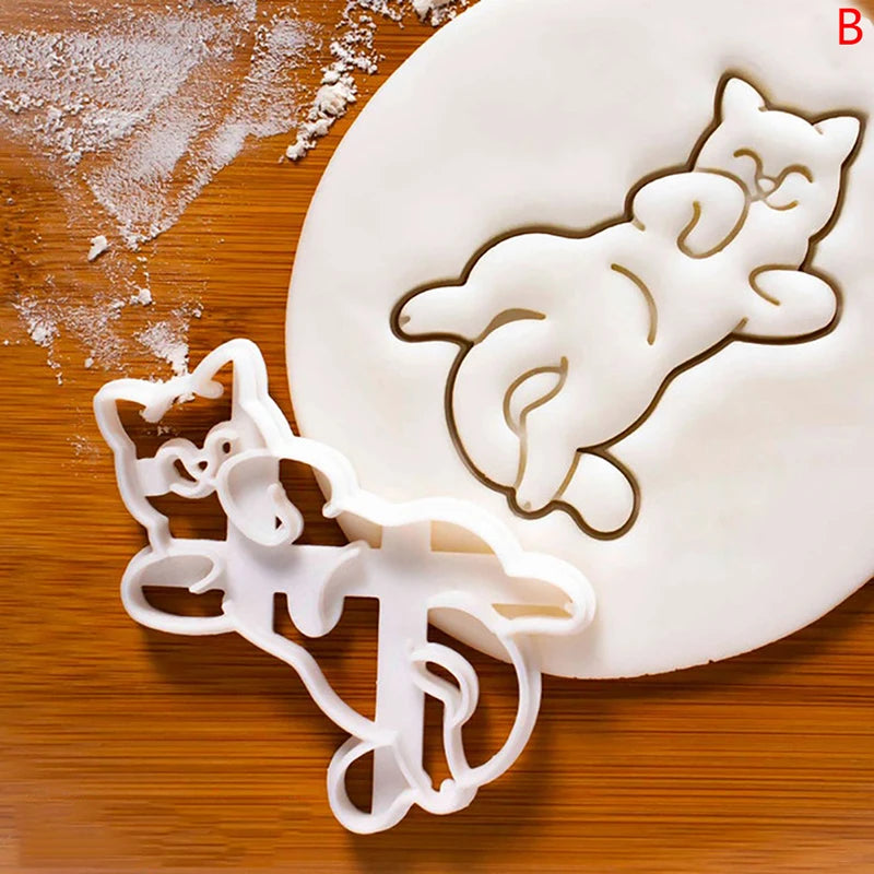 3pcs Cute Cat Shaped Cookie Cutters Cat Shaped Cookie Molds For DIY Baking Cake Fondant Sugar Craft Biscuits Decoration