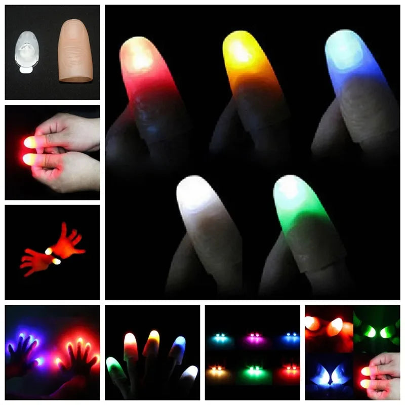 2pcs Magic Glow Finger Light Magic Prop Thumb Light Night Stage Performance Magic Light