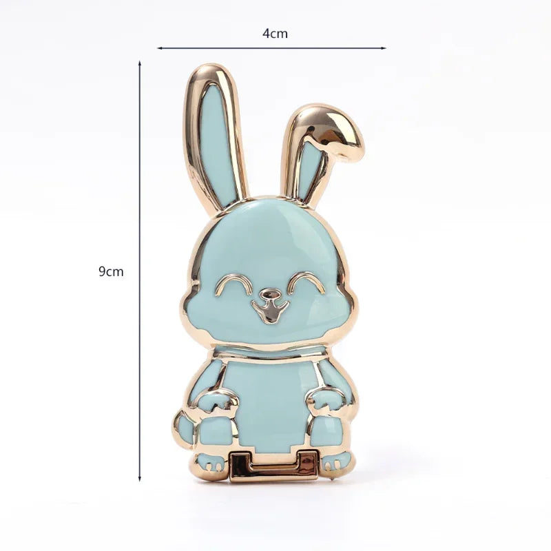 Cartoon Rabbit Phone Case Bracket - Electroplated, Foldable, Ultra-Thin Mobile and Tablet Stand