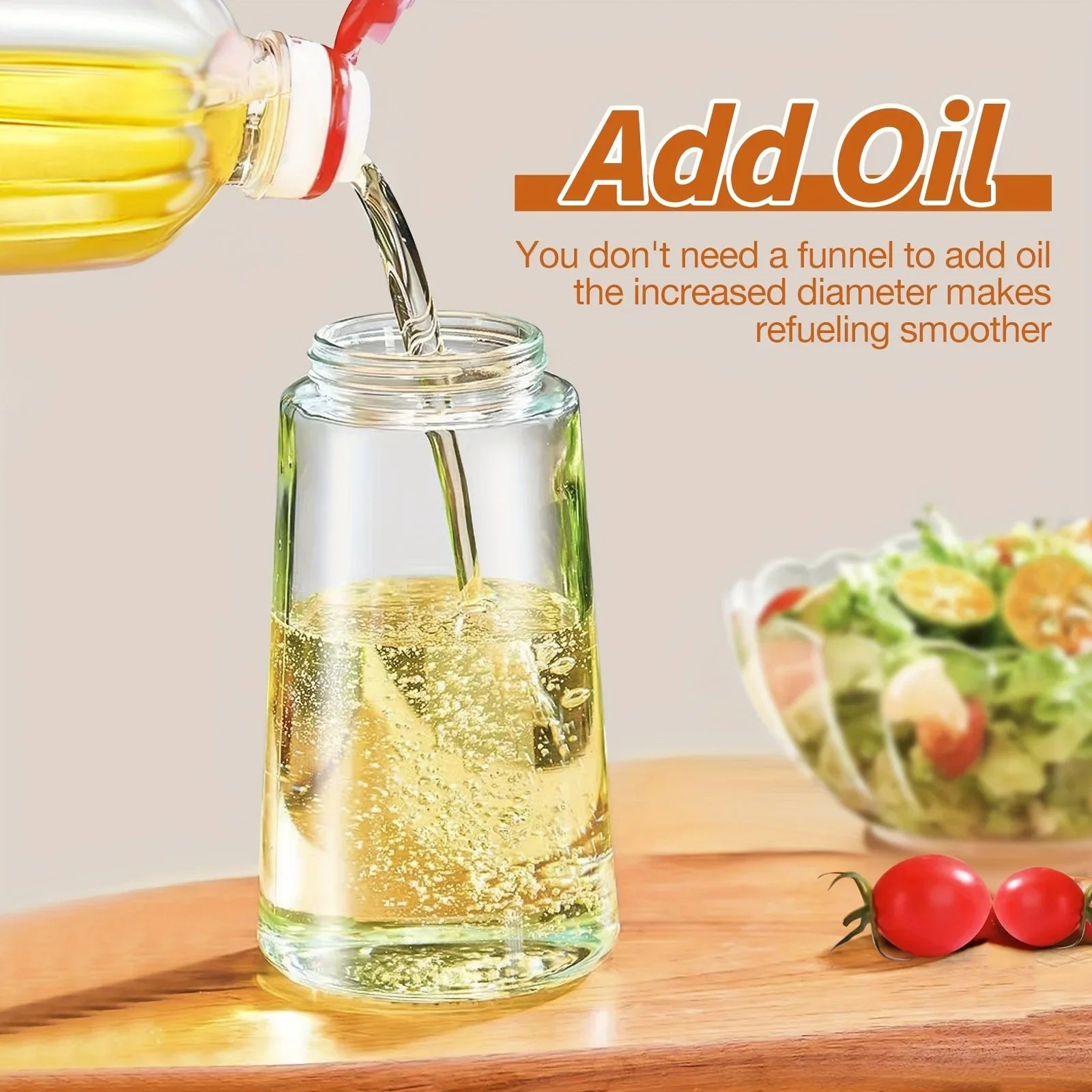 Dual-Purpose Glass Oil Spray Bottle - Leak-Proof Oil Dispenser for Pouring and Spraying - Ideal for Olive Oil, Vinegar, Soy Sauce