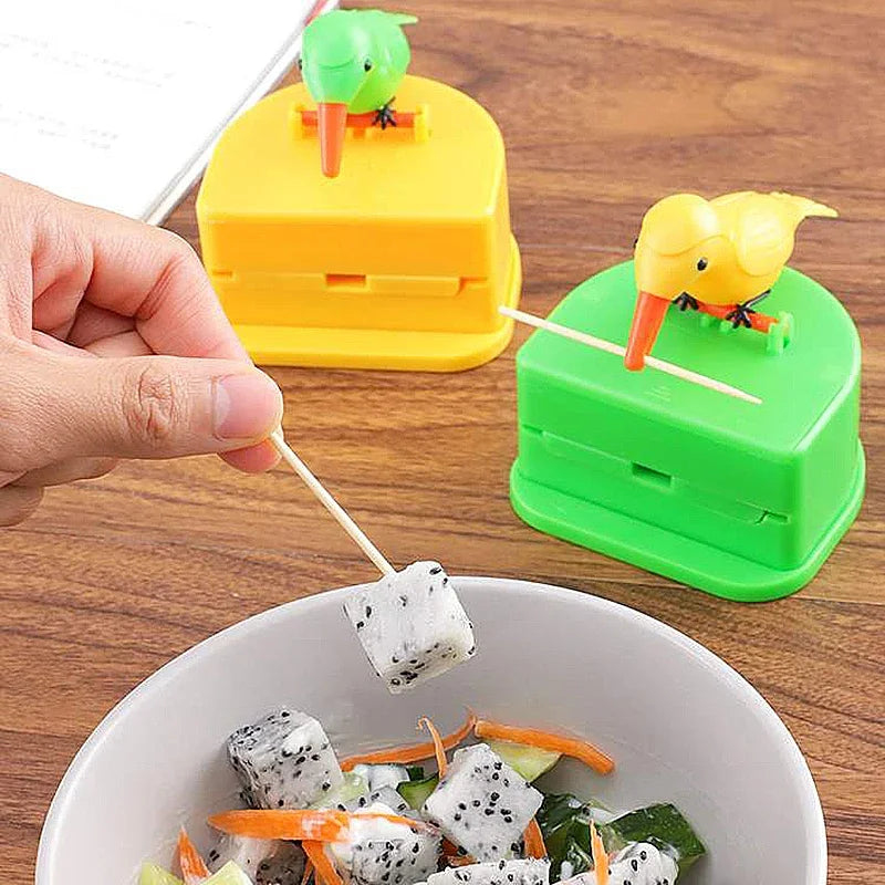 Birdie Toothpick Holder - Smart Press Pop-Up Design with Spreading Wings, Cute Toothpick Organizer for Restaurants & Homes