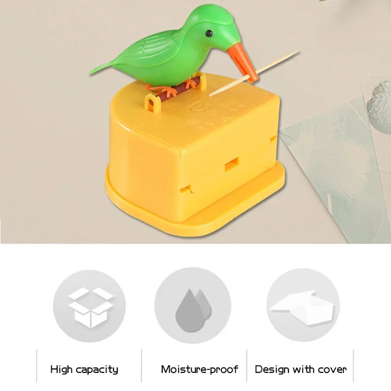 Birdie Toothpick Holder - Smart Press Pop-Up Design with Spreading Wings, Cute Toothpick Organizer for Restaurants & Homes