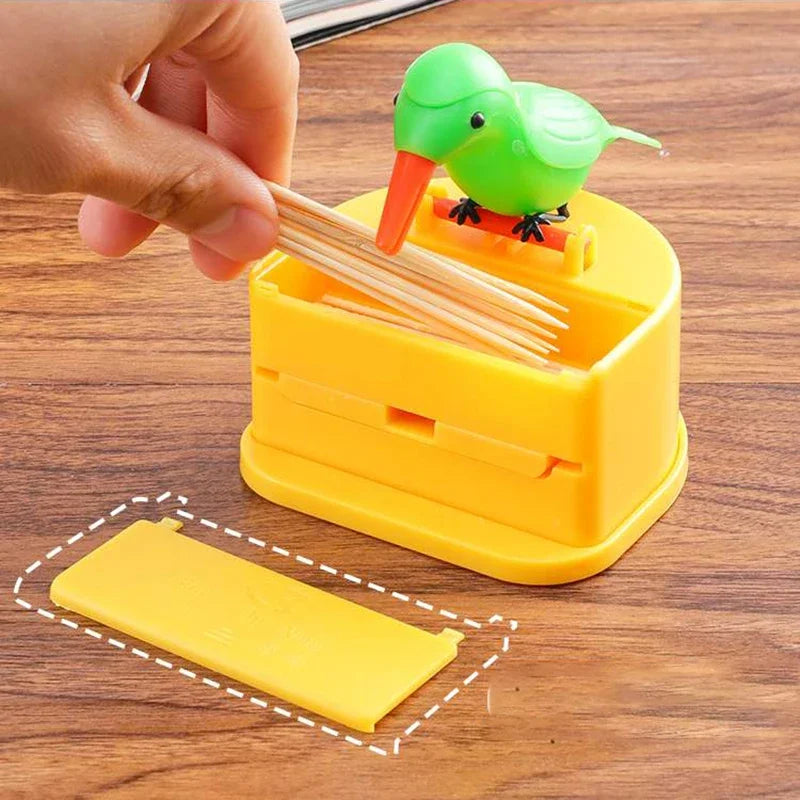 Birdie Toothpick Holder - Smart Press Pop-Up Design with Spreading Wings, Cute Toothpick Organizer for Restaurants & Homes