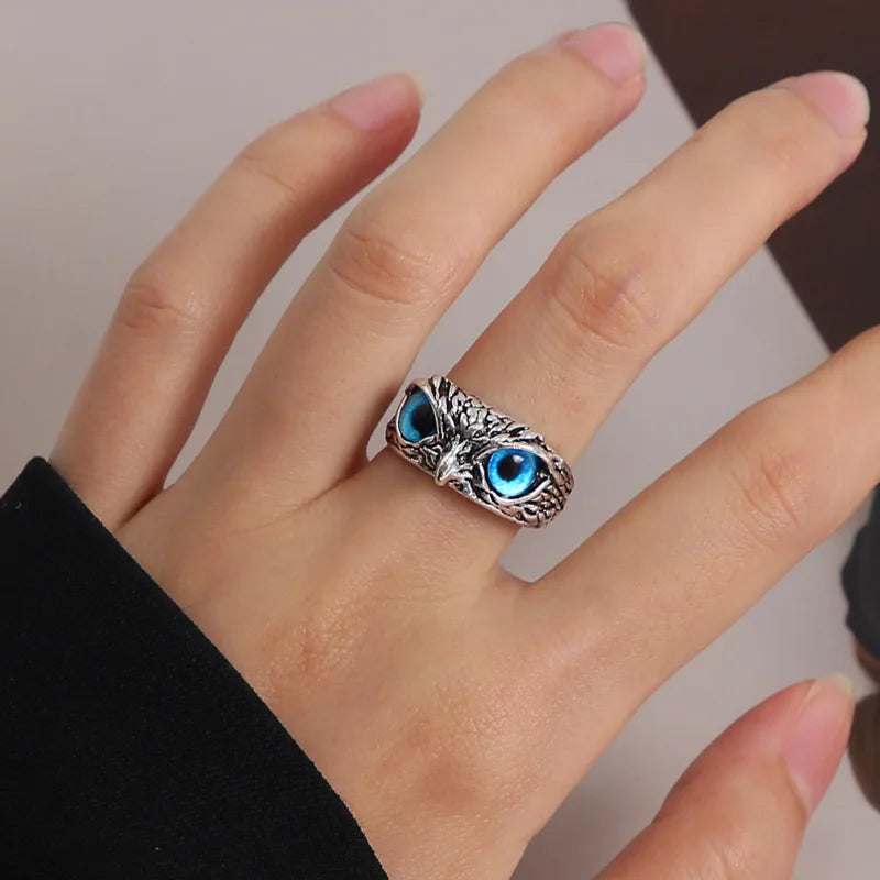 Demon Eye Owl Ring - Unique Gothic Jewelry, Perfect for Bold Fashion Statements