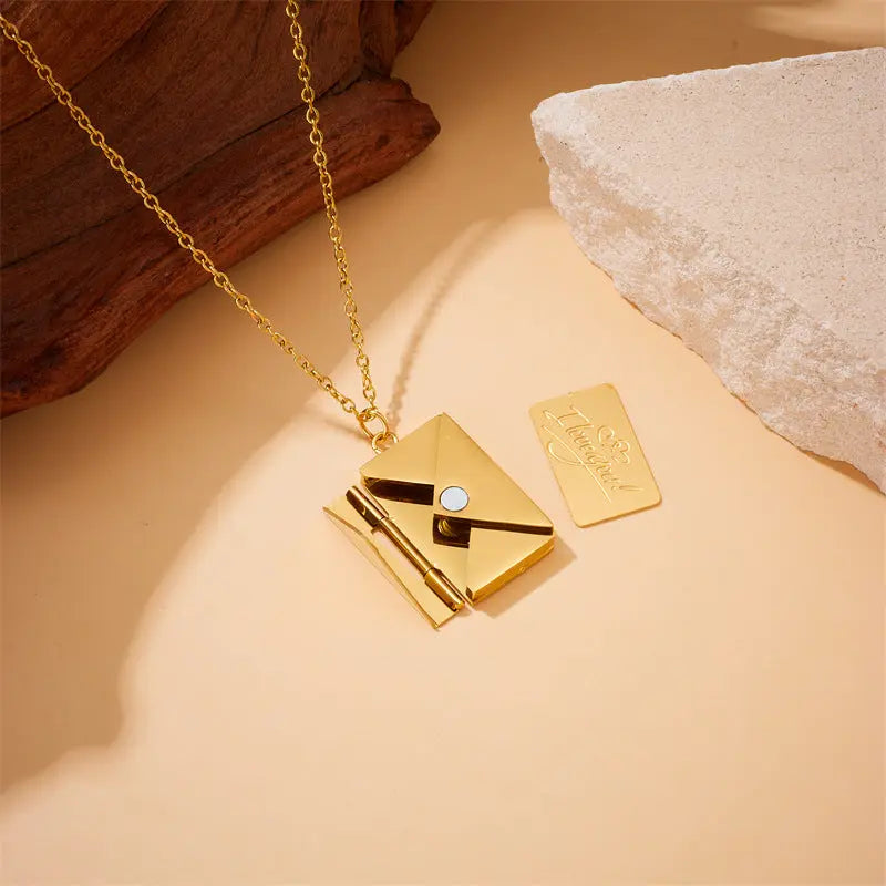 Simple Personality Envelope Pendant Necklace Fashion Retro gomuto.com