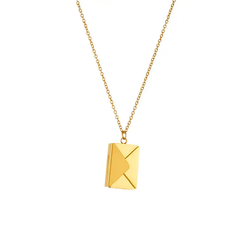 Simple Personality Envelope Pendant Necklace Fashion Retro gomuto.com