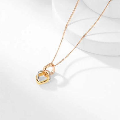 Square Three-color Ring Necklace Interlocking Clavicle Chain gomuto.com