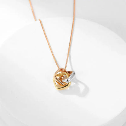 Square Three-color Ring Necklace Interlocking Clavicle Chain gomuto.com