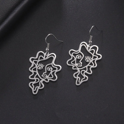 Titanium Steel Retro Ethnic Style Wave Girl Earrings gomuto.com