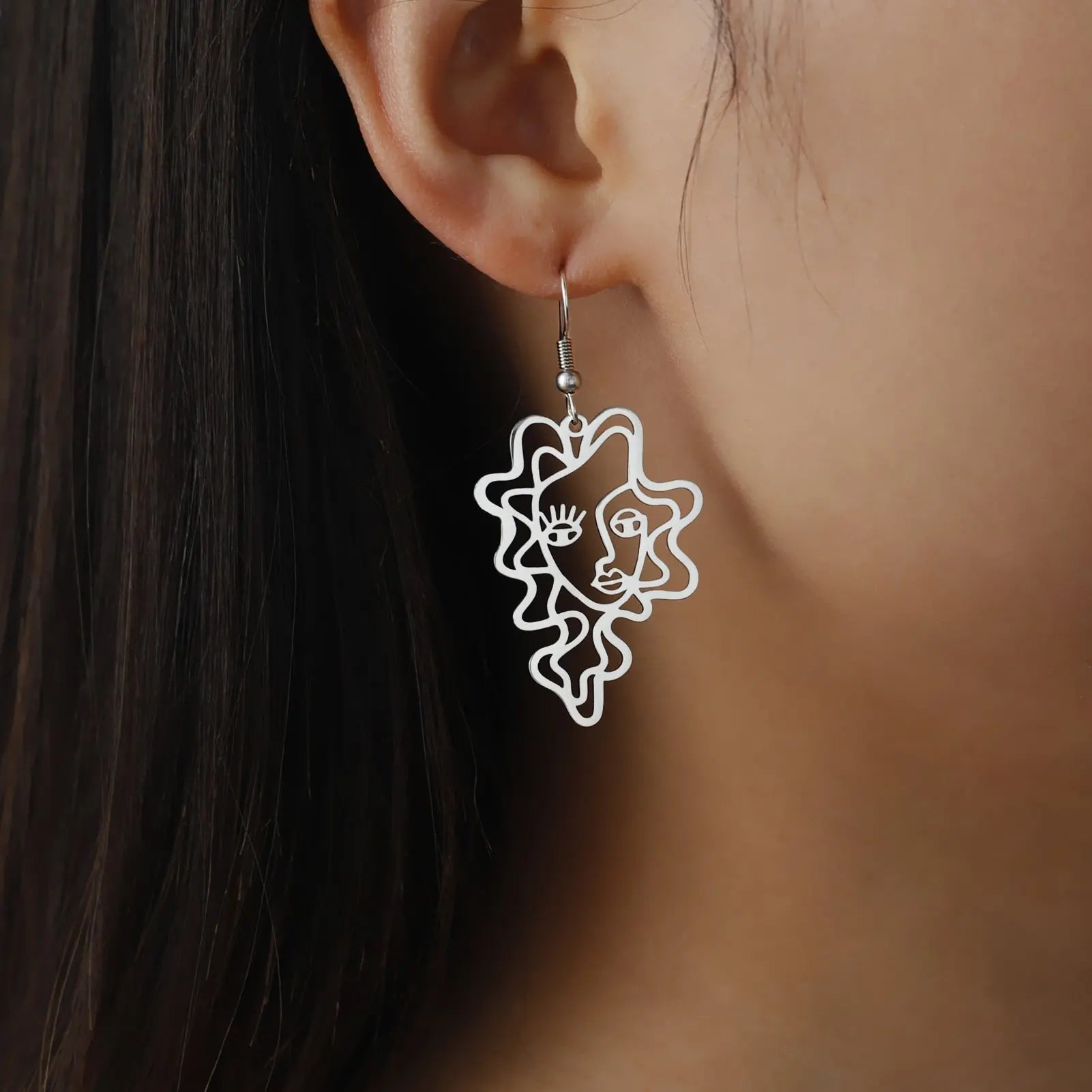 Titanium Steel Retro Ethnic Style Wave Girl Earrings gomuto.com