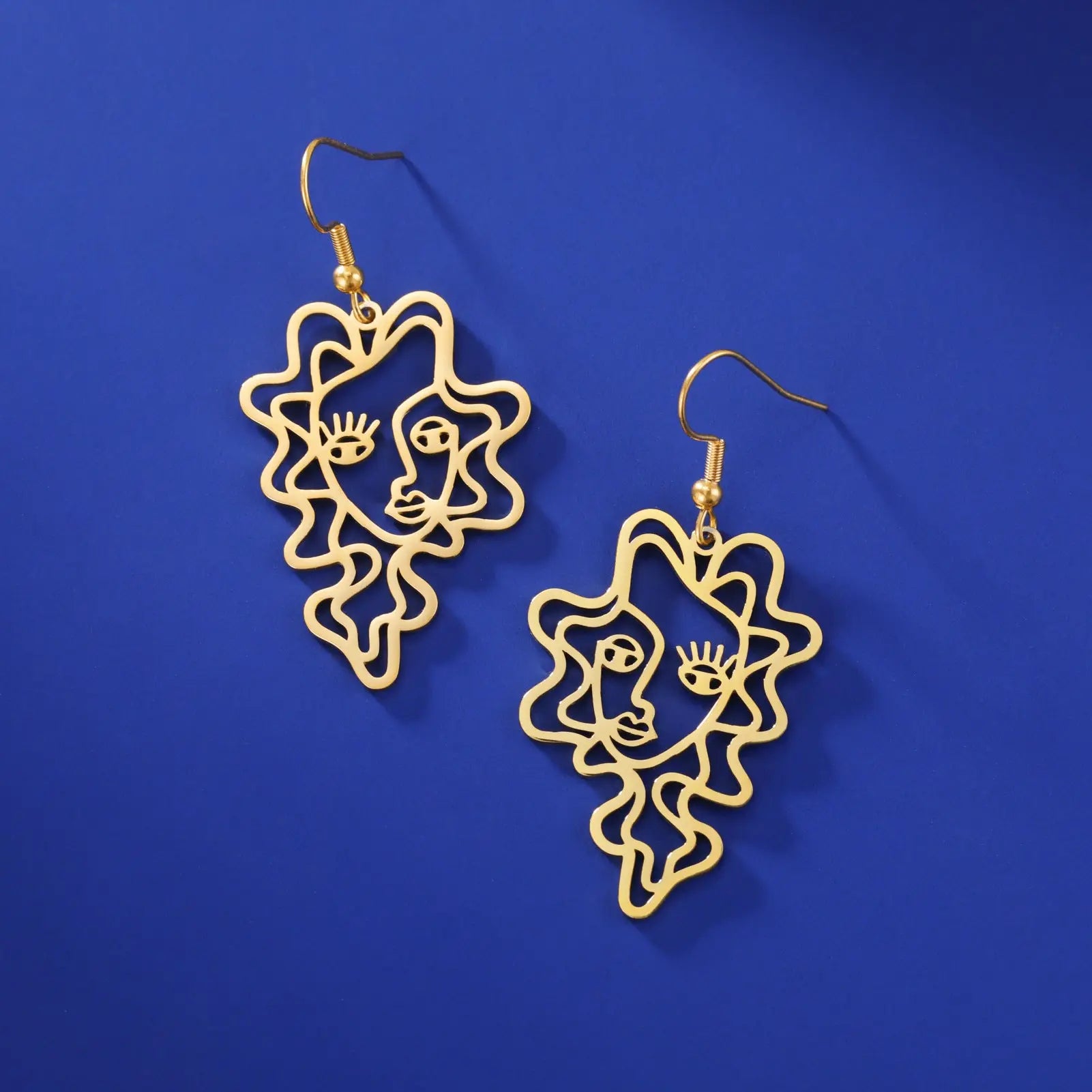 Titanium Steel Retro Ethnic Style Wave Girl Earrings gomuto.com