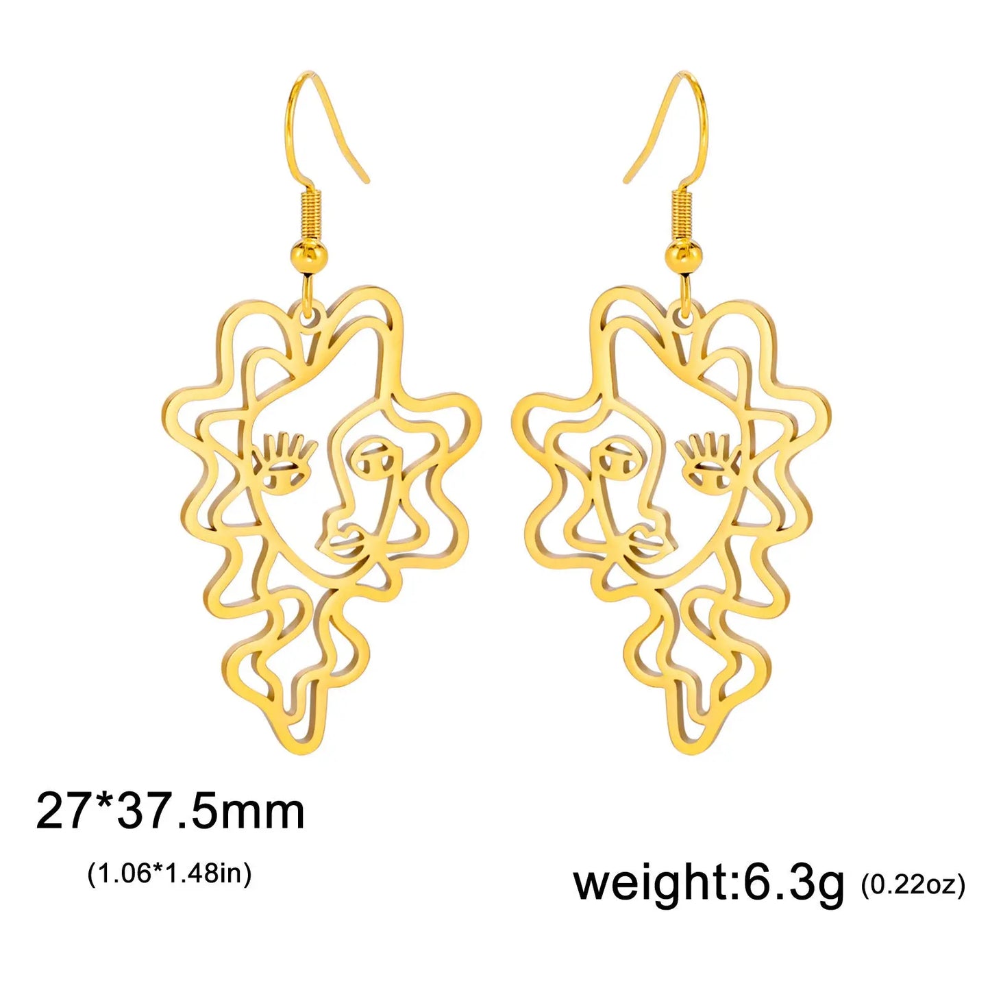 Titanium Steel Retro Ethnic Style Wave Girl Earrings gomuto.com