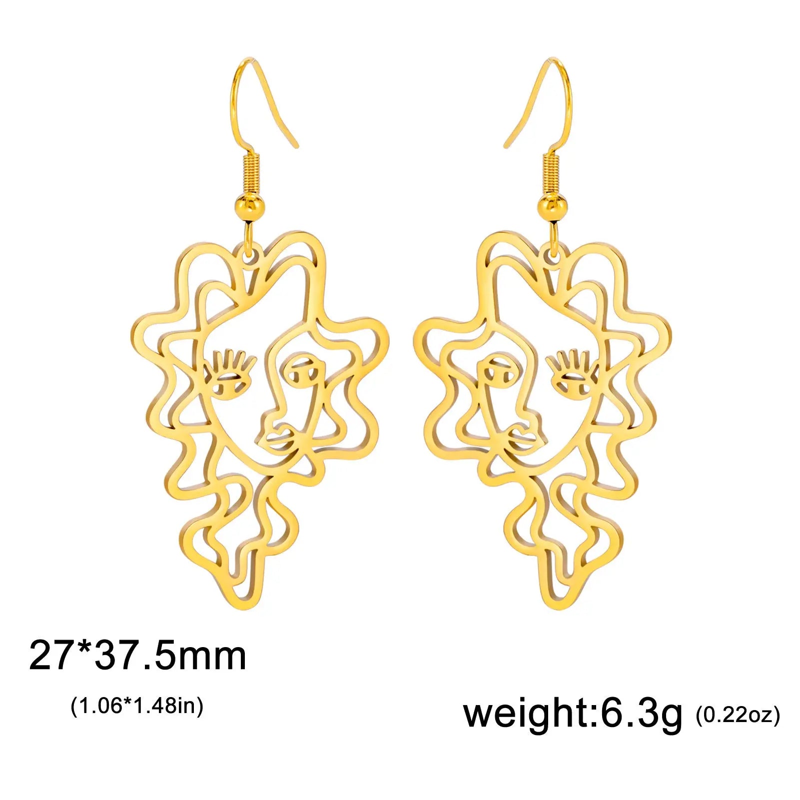 Titanium Steel Retro Ethnic Style Wave Girl Earrings gomuto.com