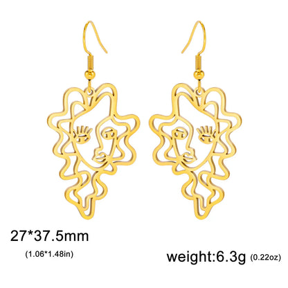 Titanium Steel Retro Ethnic Style Wave Girl Earrings gomuto.com