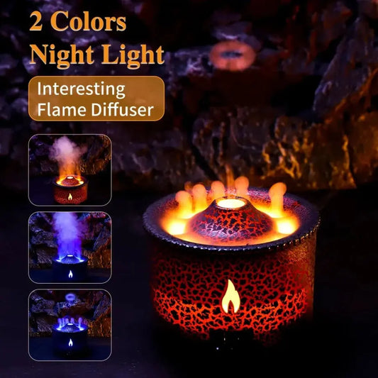 Volcanic Flame Aroma Diffuser and Humidifier - 180ml, Remote Control, Essential Oils Compatible, Perfect for Bedroom and Home Gomuto