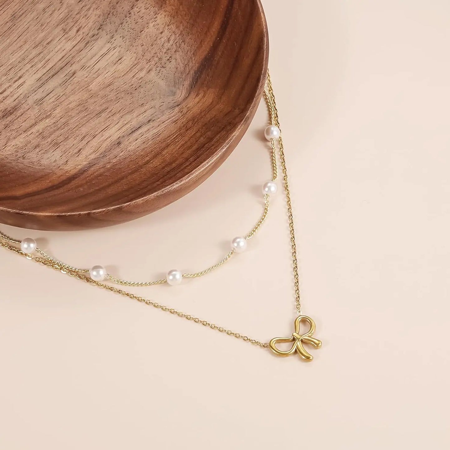 Women's Minimalist And Versatile Pearl Bow Necklace Fashion Jewelry gomuto.com