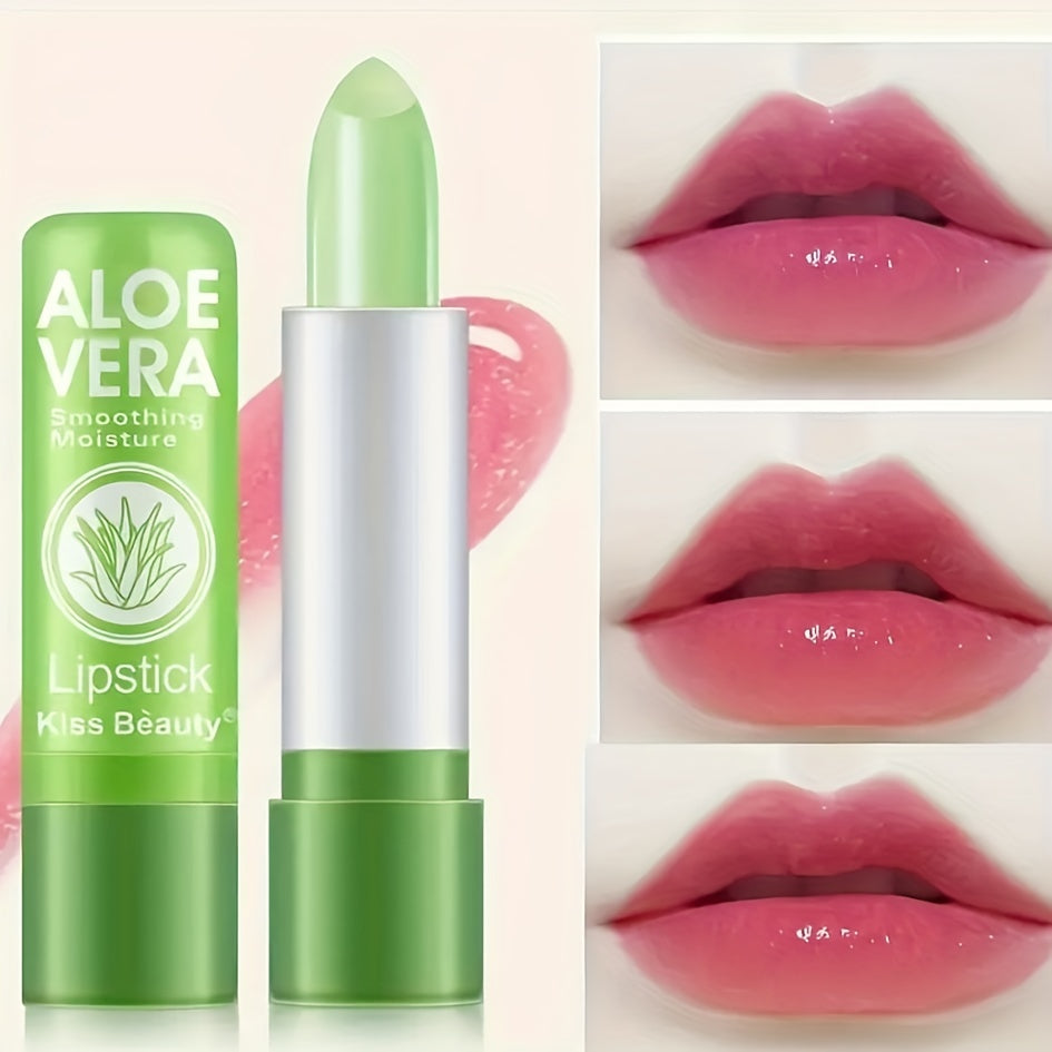 Aloe Vera pH-Responsive Lipstick - Hydrating Long-Wear Lip Gloss with Plumping Effect, Waterproof - Perfect Valentine’s Day Gift